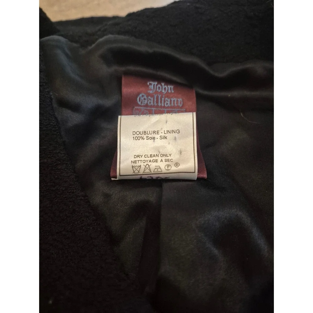 John Galliano Paris Wool Cropped Jacket - Women's - Attached Scarf Collar -